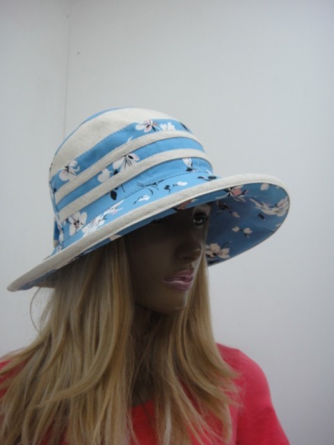  Шляпа лён цветы