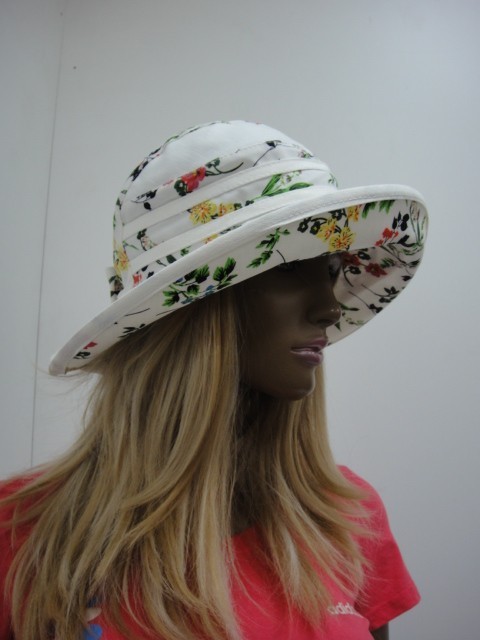  Шляпа лён цветы