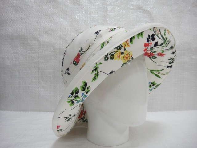  Шляпа лён цветы