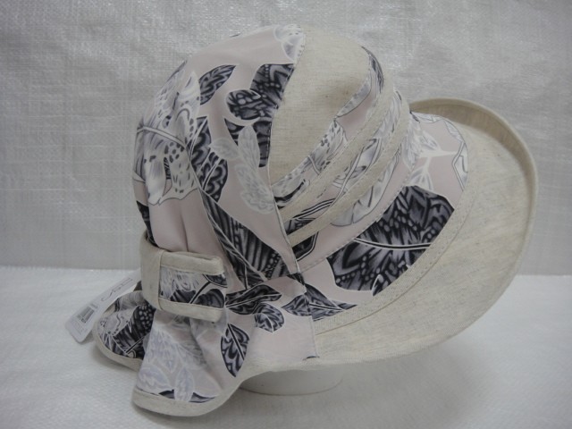  Шляпа лён цветы