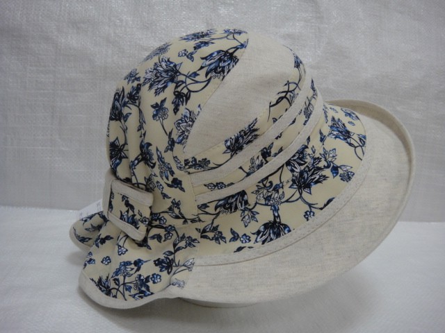  Шляпа лён цветы