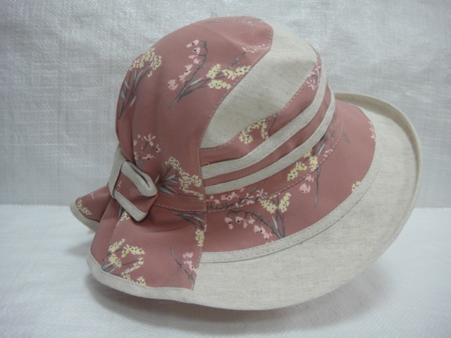  Шляпа лён цветы