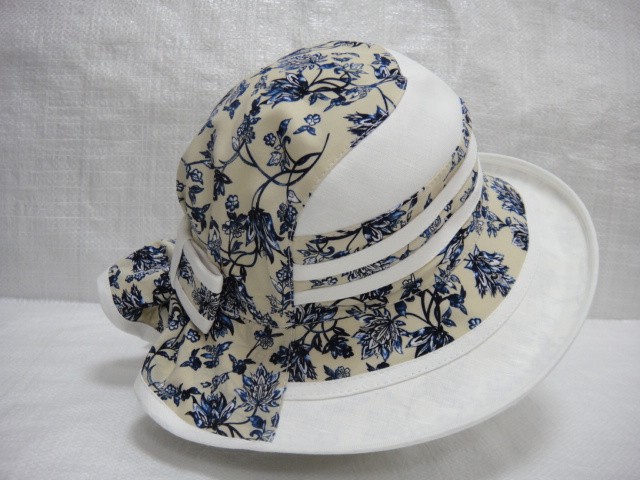  Шляпа лён цветы