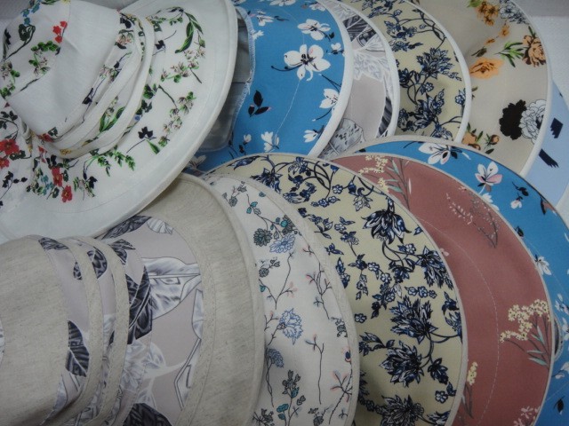  Шляпа лён цветы