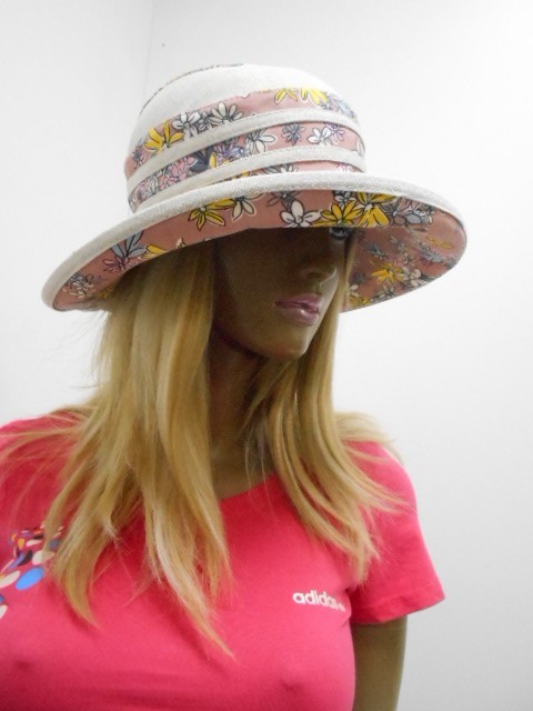  Шляпа лён цветы