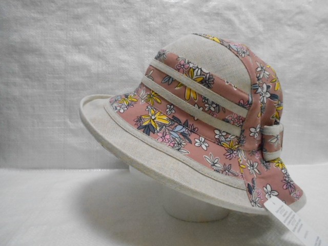  Шляпа лён цветы