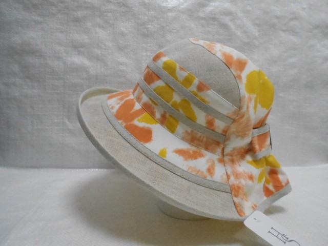  Шляпа лён цветы