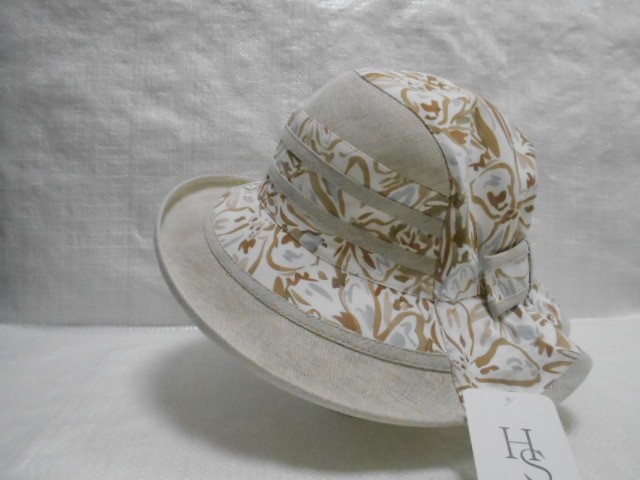  Шляпа лён цветы