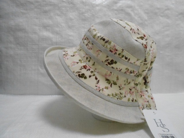  Шляпа лён цветы