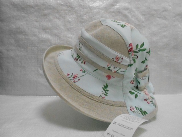  Шляпа лён цветы