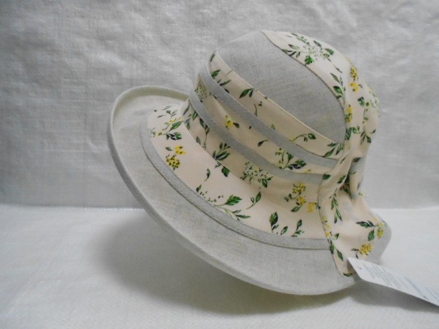  Шляпа лён цветы