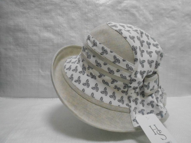  Шляпа лён цветы