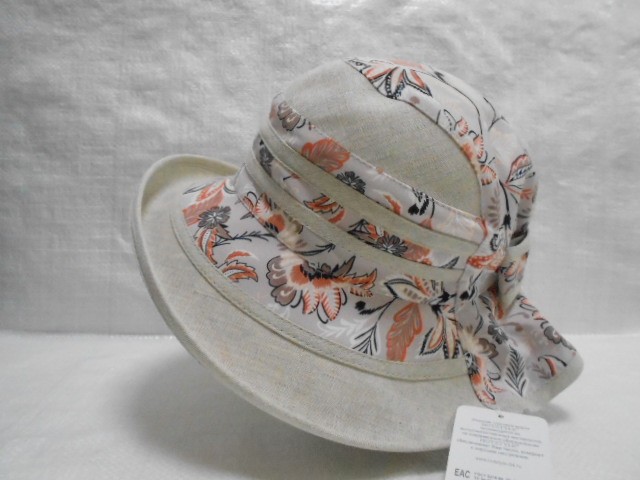  Шляпа лён цветы