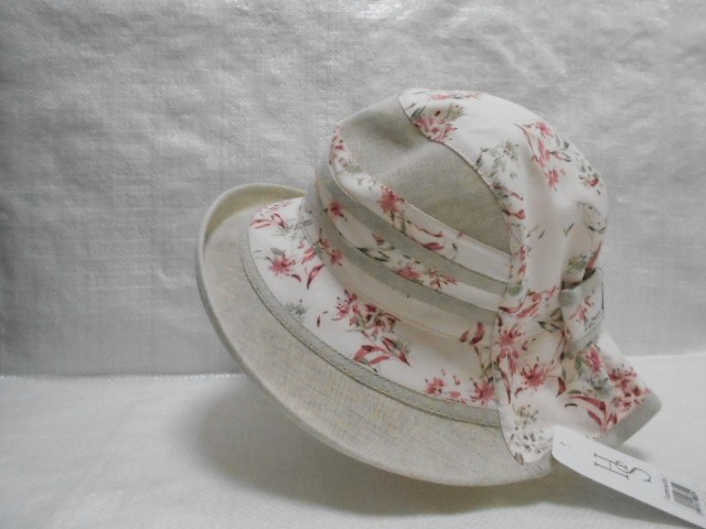  Шляпа лён цветы