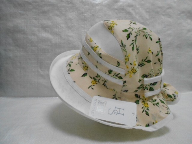  Шляпа лён цветы