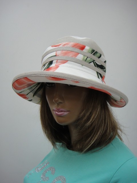  Шляпа лён цветы