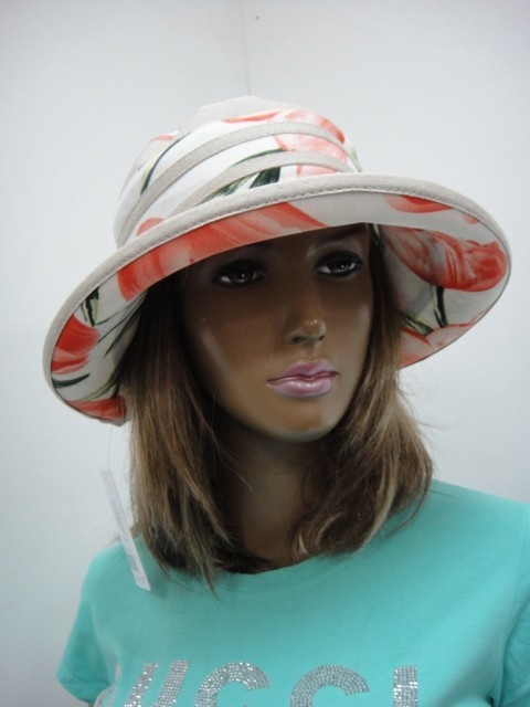  Шляпа лён цветы