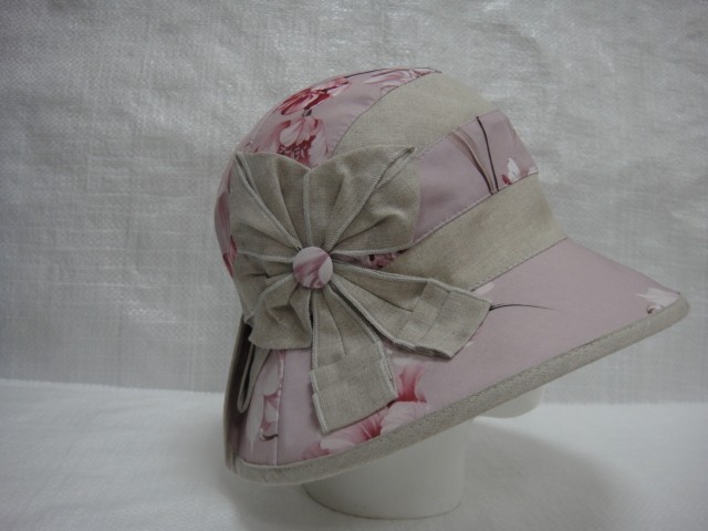  Шляпа лён цветы