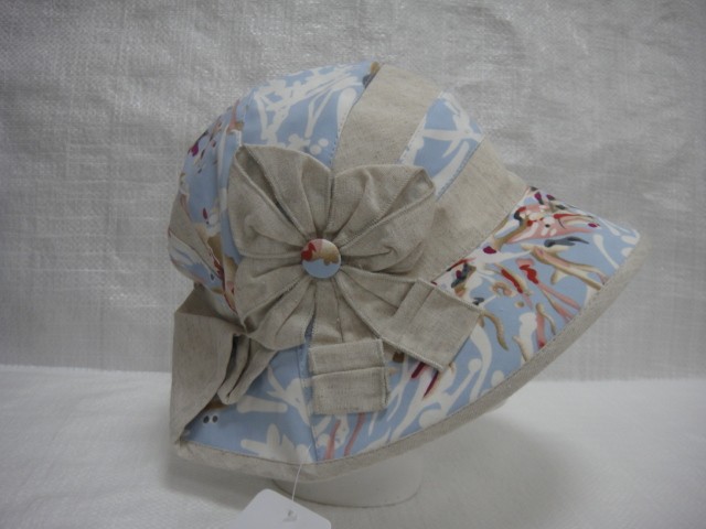  Шляпа лён цветы