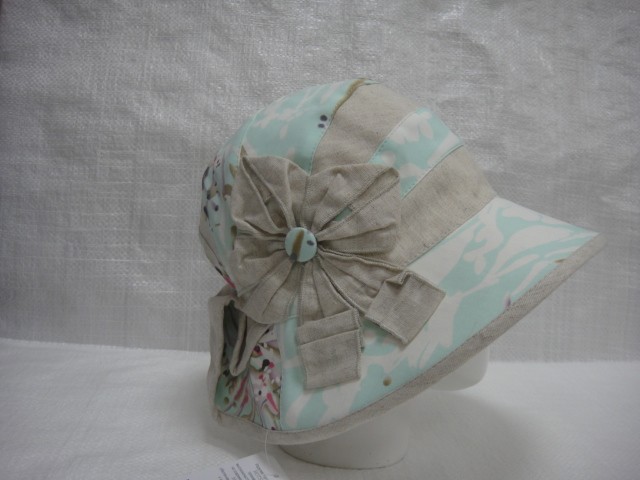  Шляпа лён цветы