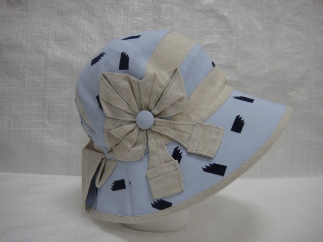  Шляпа лён цветы