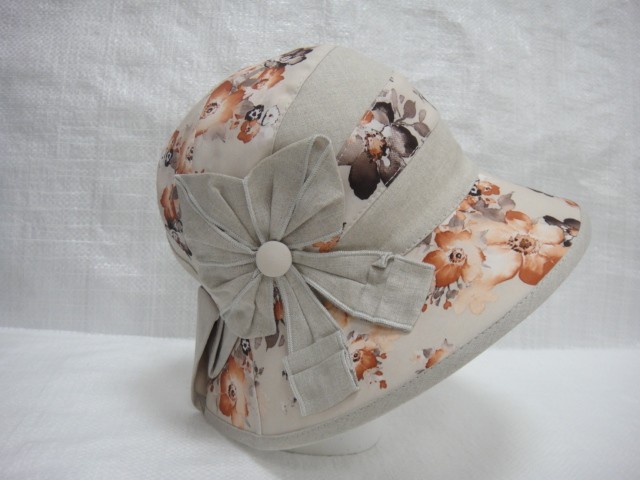  Шляпа лён цветы