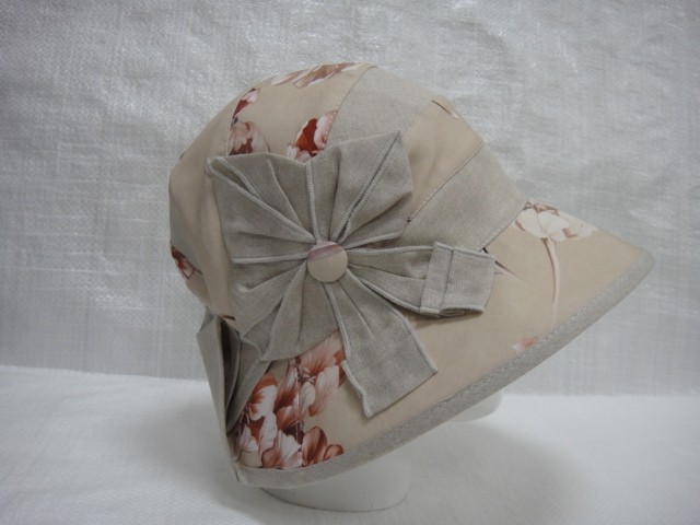  Шляпа лён цветы