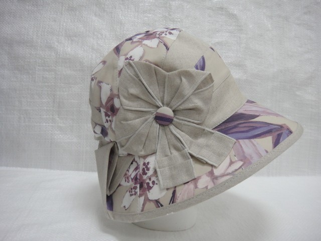  Шляпа лён цветы