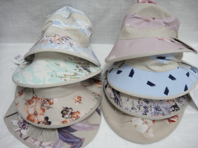  Шляпа лён цветы