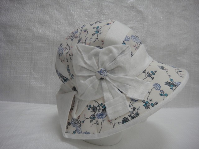  Шляпа лён цветы