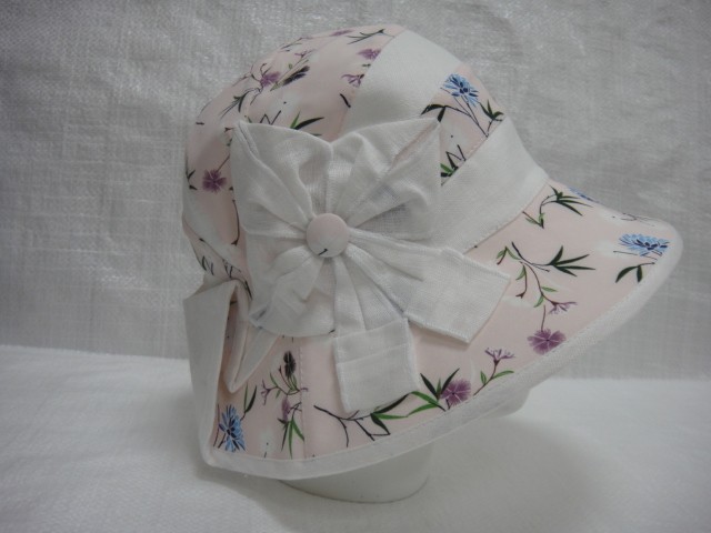  Шляпа лён цветы