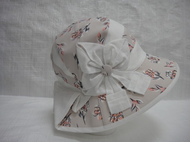  Шляпа лён цветы