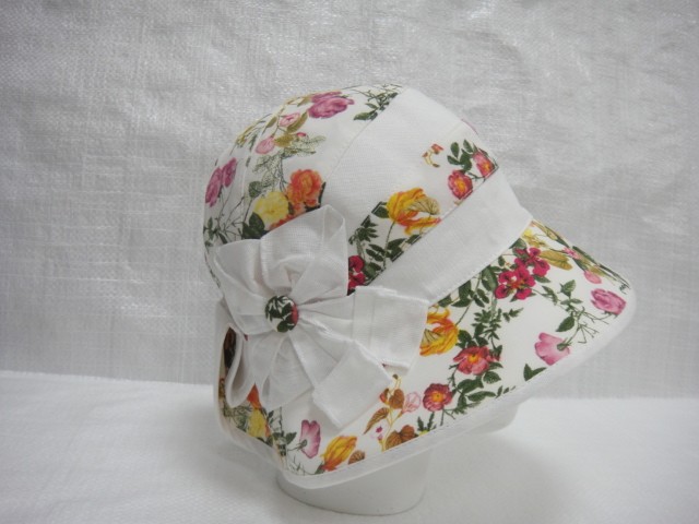  Шляпа лён цветы