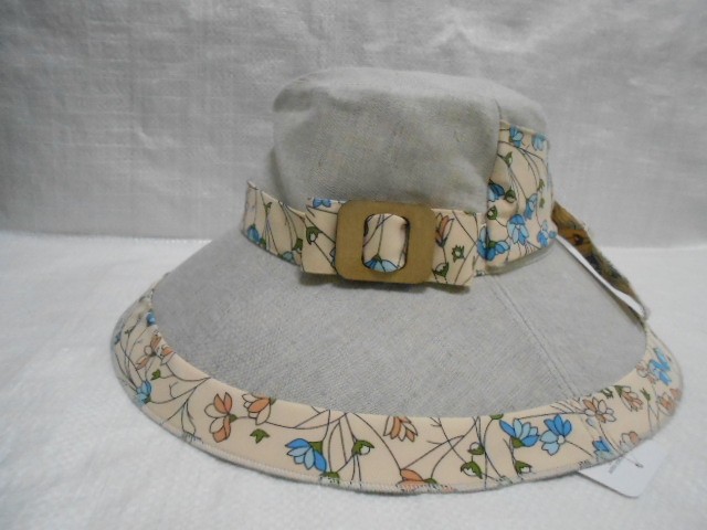  Шляпа лён цветы