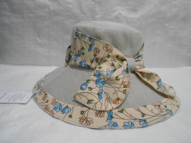  Шляпа лён цветы