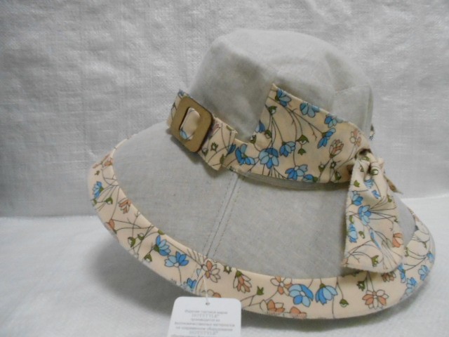  Шляпа лён цветы