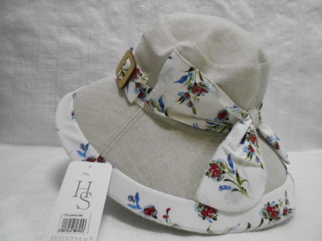  Шляпа лён цветы