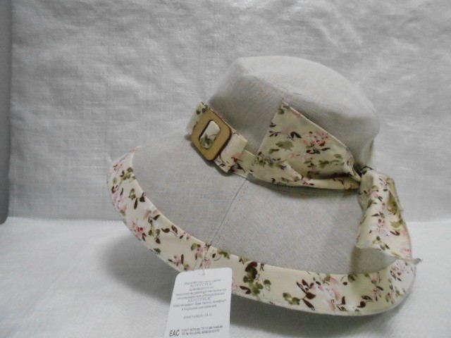  Шляпа лён цветы