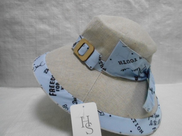  Шляпа лён цветы