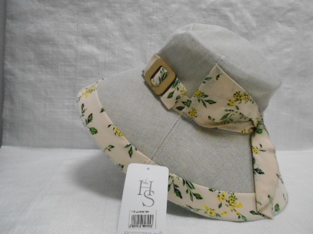  Шляпа лён цветы