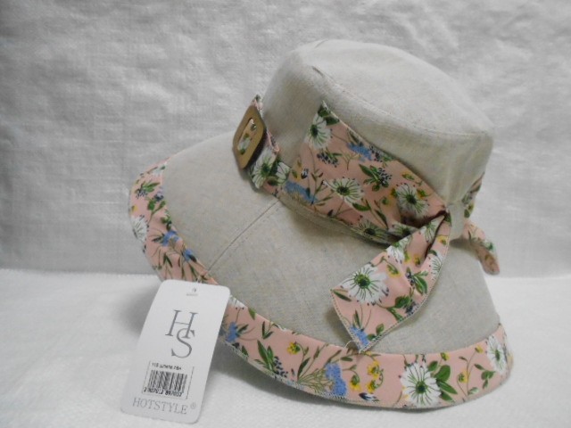  Шляпа лён цветы