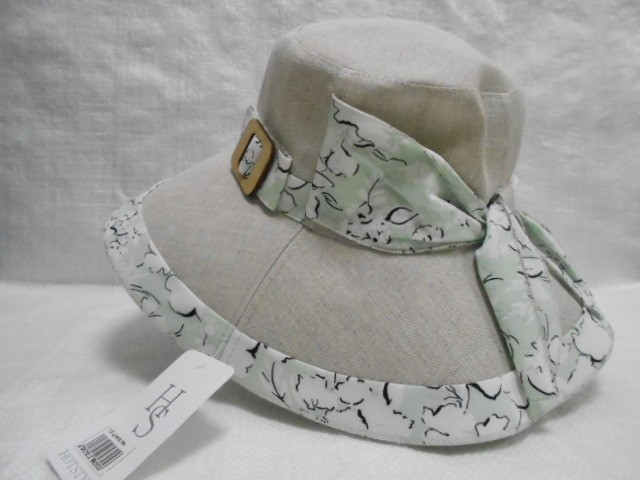  Шляпа лён цветы