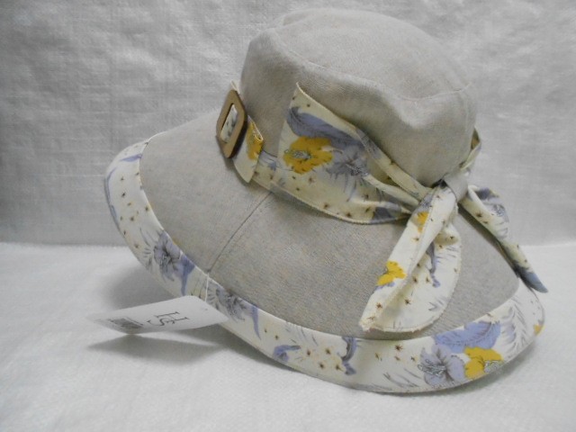  Шляпа лён цветы