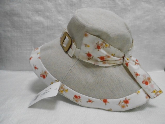  Шляпа лён цветы