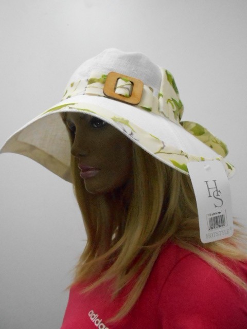  Шляпа лён цветы