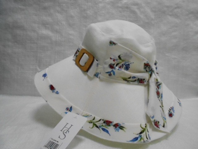  Шляпа лён цветы