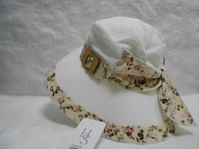  Шляпа лён цветы