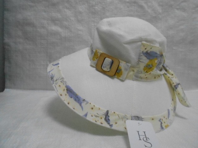  Шляпа лён цветы