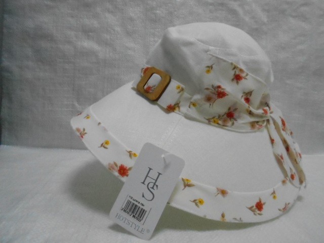  Шляпа лён цветы