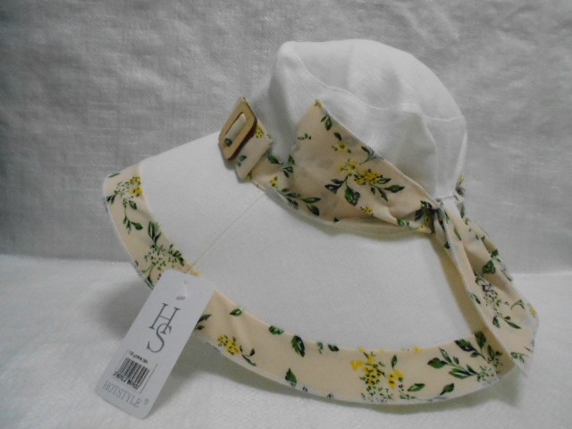  Шляпа лён цветы